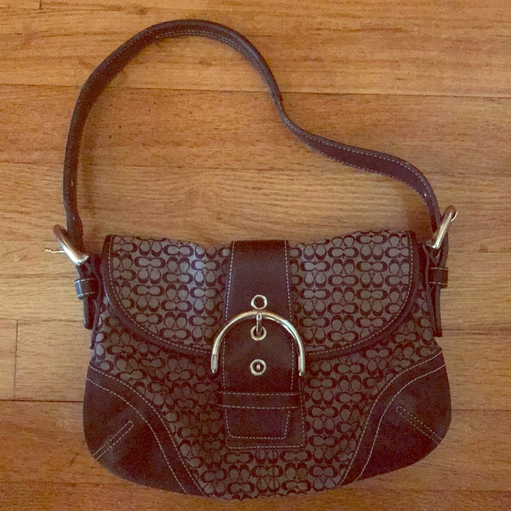 Authentic coach black leather hobo bag